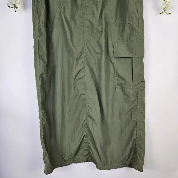 New OFFLINE By Aerie Cargo Maxi Skirt Large Sage Green Utility Pocket Streetwear - Picture 7 of 14